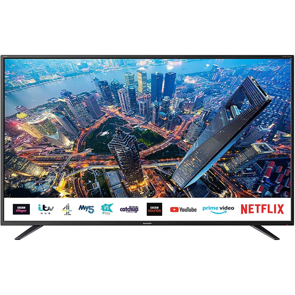 Refurbished SHARP 4T C50BJ2KE2FB 50 Inch 4K Smart TV, UHD HDR TV with Harman/Kardon Speakers, Dolby Digital Audio, 3 x HDMI, 2 X USB, SD... 
